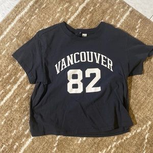 grey mid stomach crop t shirt